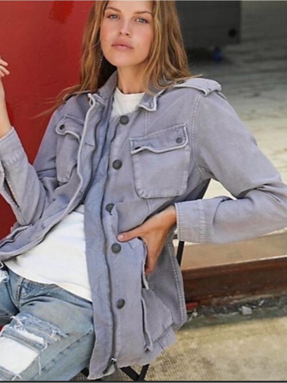 Free People Not Your Brother’s Surplus Jacket - Gray/Blue